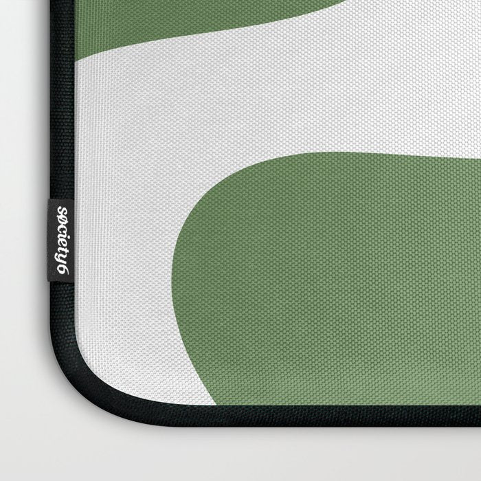 Retro Liquid Swirl Contemporary Abstract Pattern 2 in Fern Green and White Laptop Sleeve Gallery Image 3