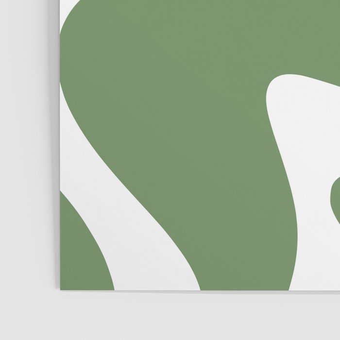 Retro Liquid Swirl Contemporary Abstract Pattern 2 in Fern Green and White Poster Gallery Image 3