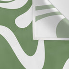 Retro Liquid Swirl Contemporary Abstract Pattern 2 in Fern Green and White Wall Tapestry Gallery Image 3