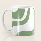 Retro Liquid Swirl Contemporary Abstract Pattern 2 in Fern Green and White Coffee Mug Gallery Image 3