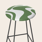 Retro Liquid Swirl Contemporary Abstract Pattern 2 in Fern Green and White Stool Gallery Image 2