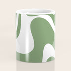 Retro Liquid Swirl Contemporary Abstract Pattern 2 in Fern Green and White Coffee Mug Gallery Image 4