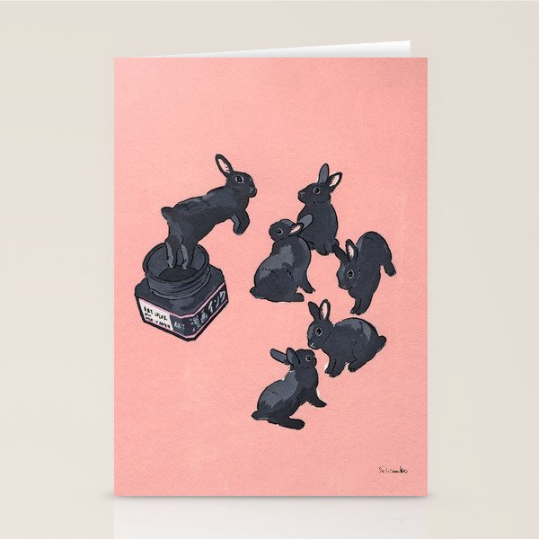 Black bunnies born from Manga ink Stationery Card Gallery Image 2