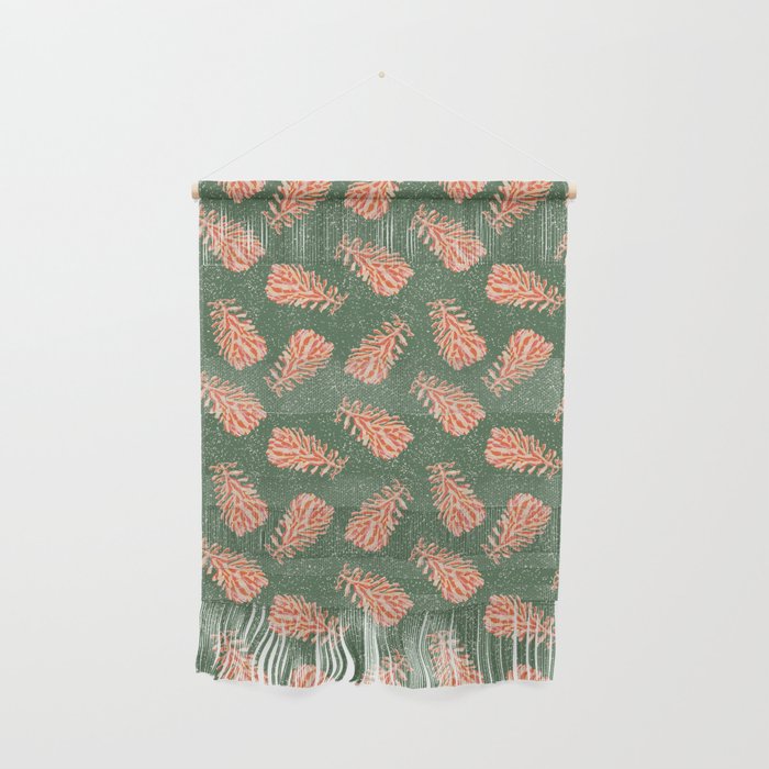 Dancing Pinecones in Sage Green & Red Wall Hanging Gallery Image 1