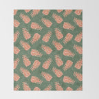 Dancing Pinecones in Sage Green & Red Throw Blanket Gallery Image 2