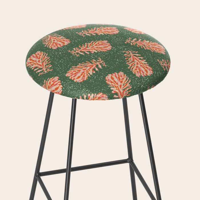 Dancing Pinecones in Sage Green & Red Stool Gallery Image 2