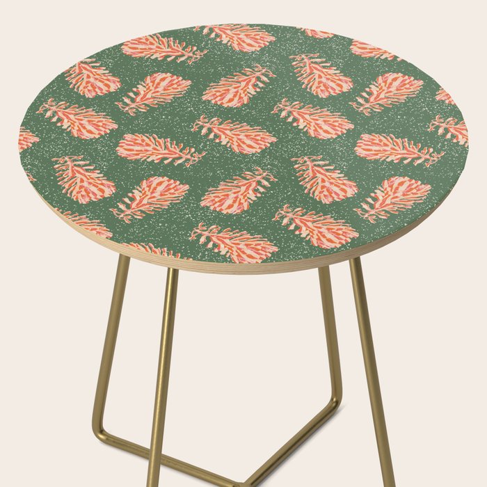 Dancing Pinecones in Sage Green & Red Side Table Gallery Image 2
