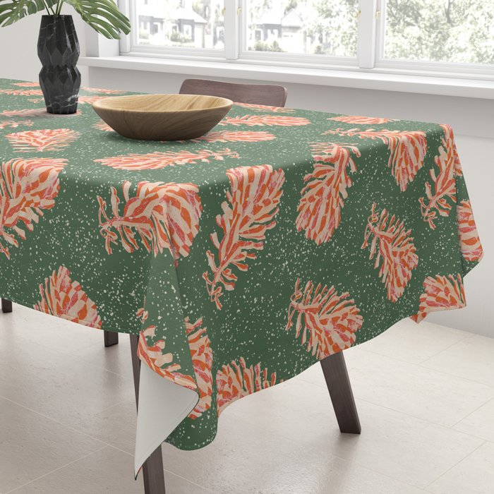Dancing Pinecones in Sage Green & Red Tablecloth Gallery Image 3