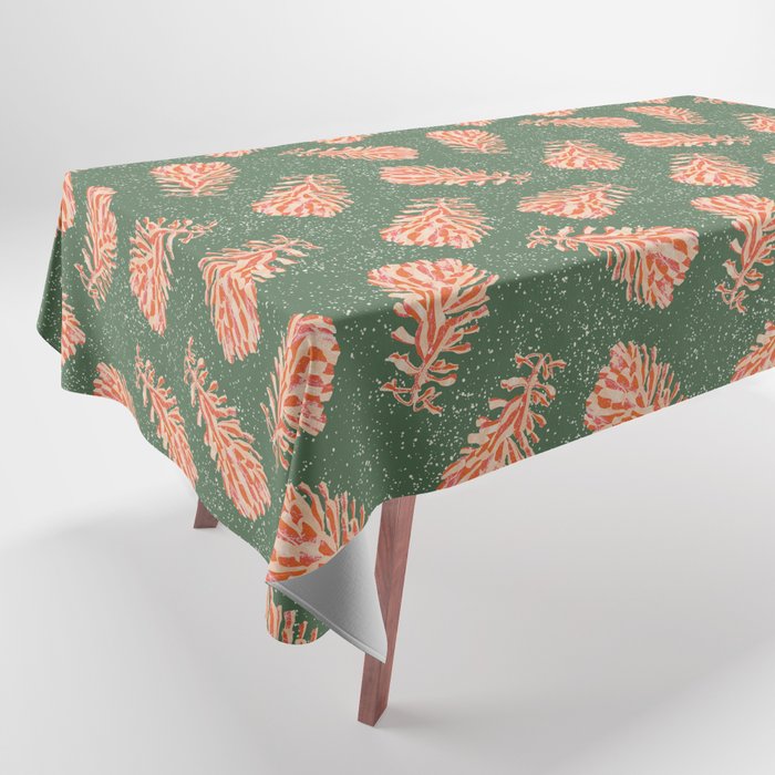 Dancing Pinecones in Sage Green & Red Tablecloth Gallery Image 1