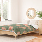 Dancing Pinecones in Sage Green & Red Duvet Cover Gallery Image 2