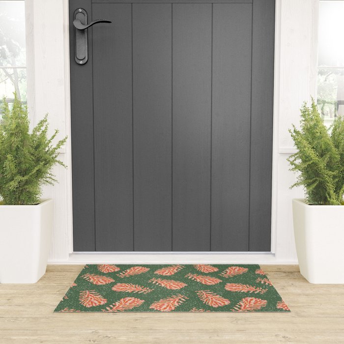 Dancing Pinecones in Sage Green & Red Welcome Mat Gallery Image 3