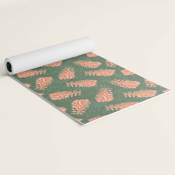 Dancing Pinecones in Sage Green & Red Yoga Mat Gallery Image 2