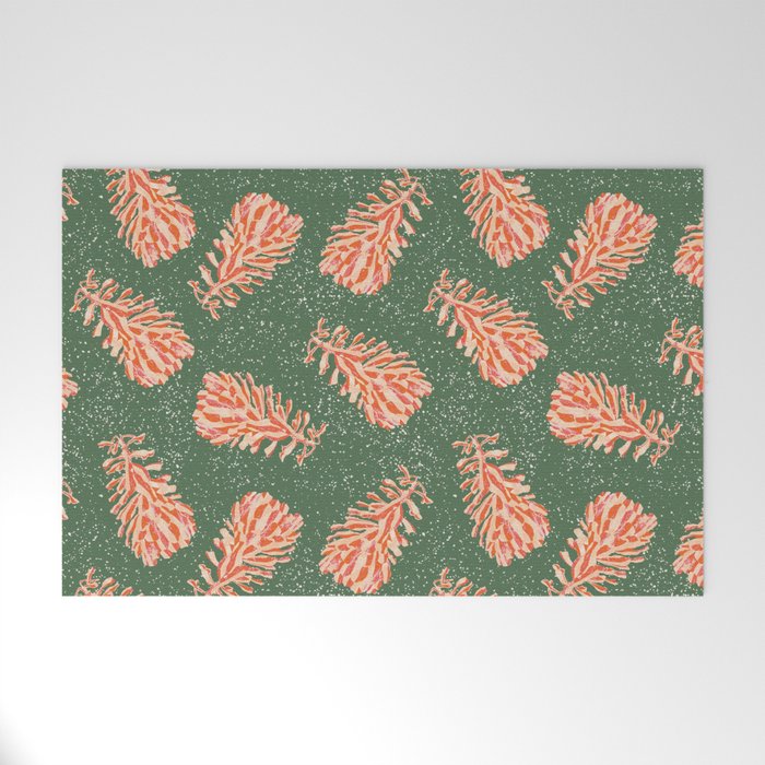 Dancing Pinecones in Sage Green & Red Welcome Mat Gallery Image 1