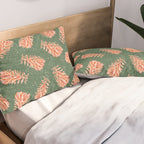 Dancing Pinecones in Sage Green & Red Pillow Sham Gallery Image 2