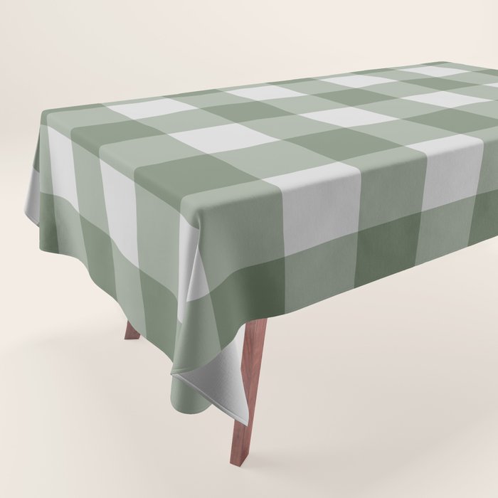 Sage Checkered Theme Tablecloth Gallery Image 1