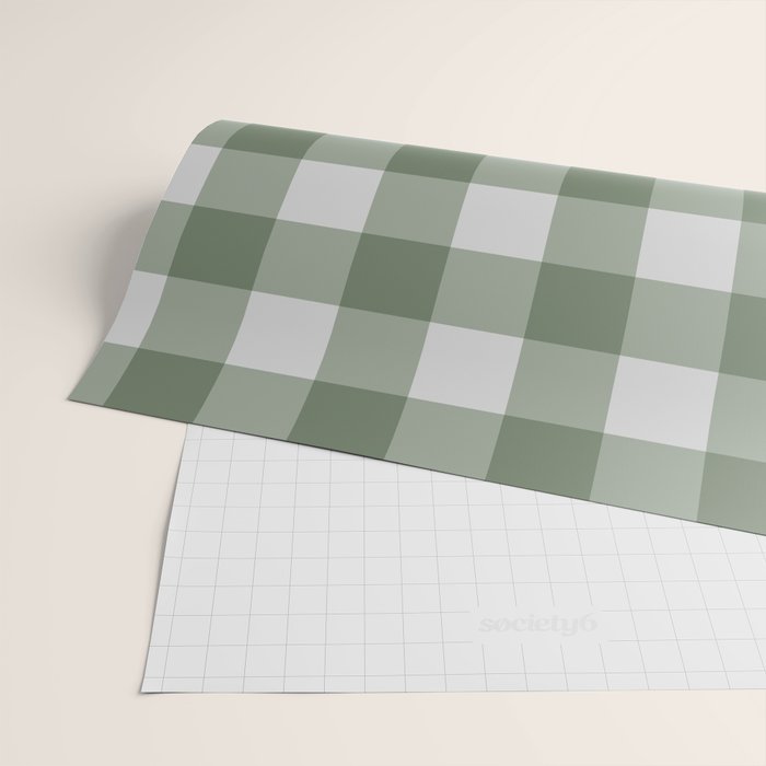 Sage Checkered Theme Wrapping Paper Gallery Image 2