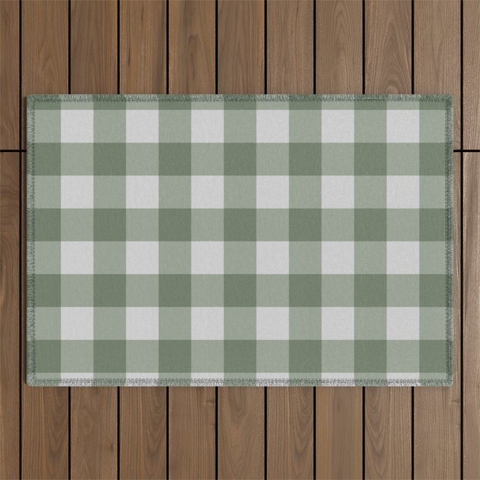 Sage Checkered Theme Outdoor Rug Gallery Image 1