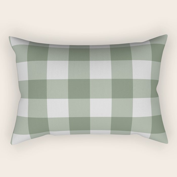 Sage Checkered Theme Rectangular Pillow Gallery Image 1