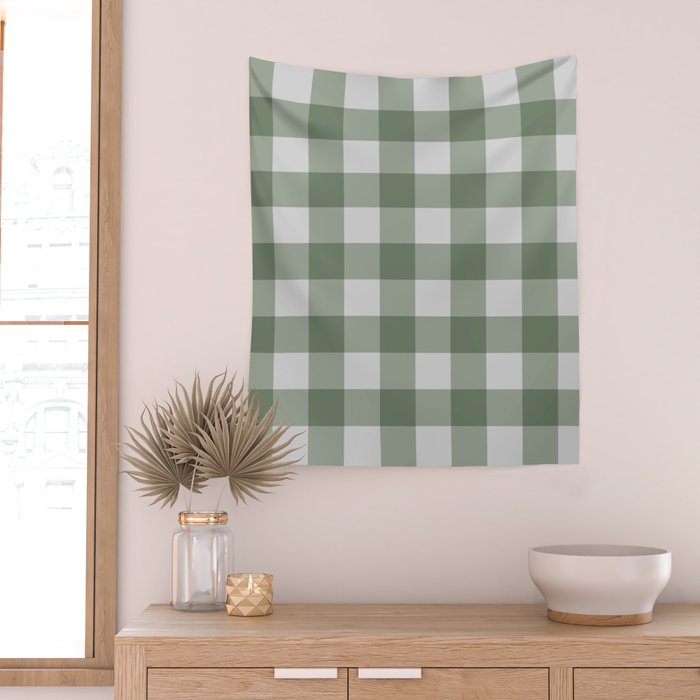 Sage Checkered Theme Wall Tapestry Gallery Image 2