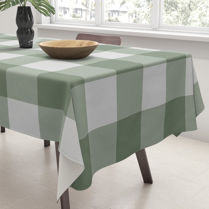 Sage Checkered Theme Tablecloth Gallery Image 3