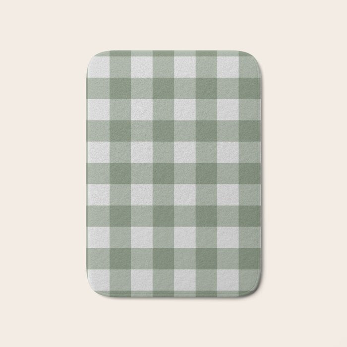 Sage Checkered Theme Bath Mat Gallery Image 1