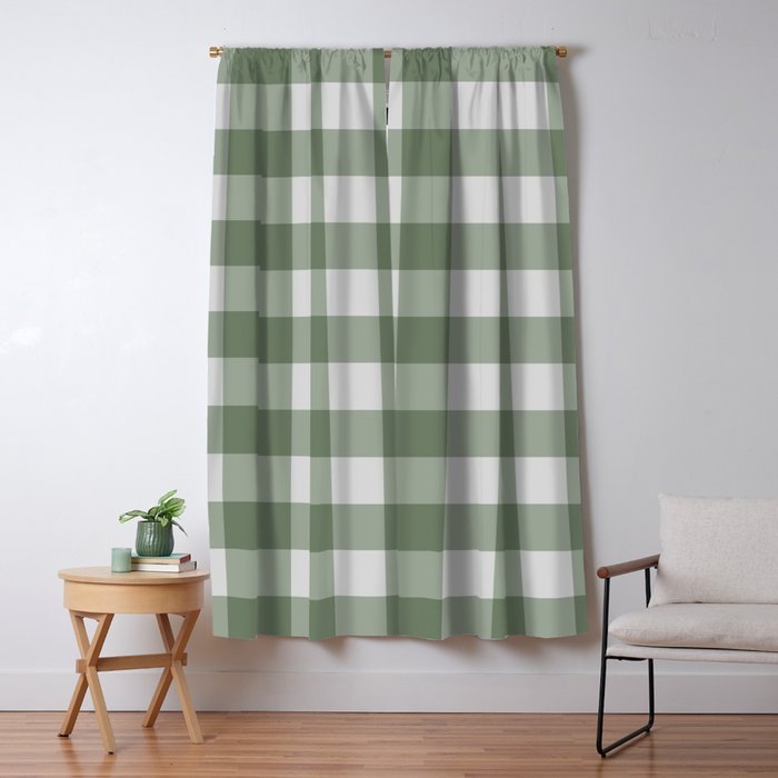 Sage Checkered Theme Window Curtain Gallery Image 5