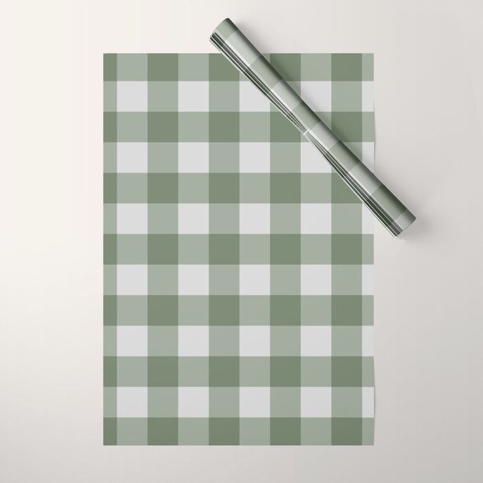 Sage Checkered Theme Wrapping Paper Gallery Image 1