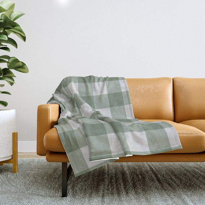 Sage Checkered Theme Throw Blanket Gallery Image 1