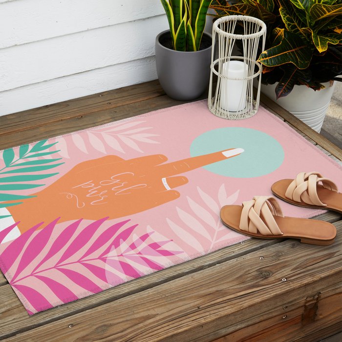 Grl Pwr #girlpower #feminist #society6 Outdoor Rug Gallery Image 2