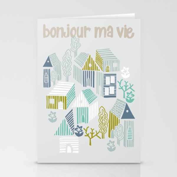 bonjour ma vie; City life collection, soft grey  Stationery Card Gallery Image 2