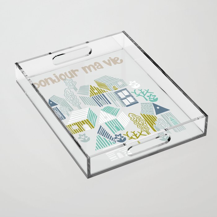 bonjour ma vie; City life collection, soft grey  Acrylic Tray Gallery Image 1