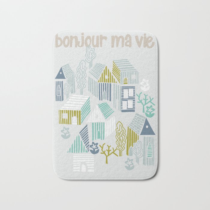 bonjour ma vie; City life collection, soft grey  Bath Mat Gallery Image 1