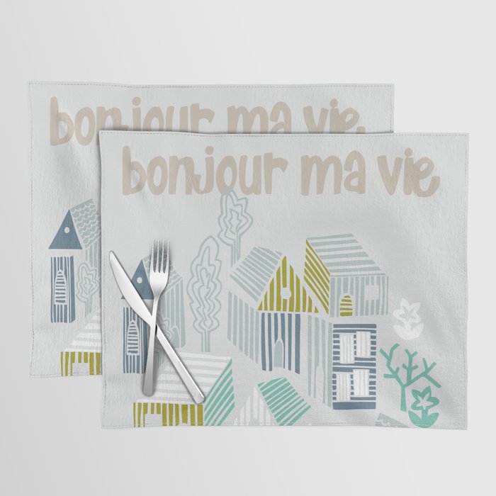 bonjour ma vie; City life collection, soft grey  Placemat Gallery Image 1