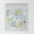 bonjour ma vie; City life collection, soft grey  Throw Blanket Gallery Image 2