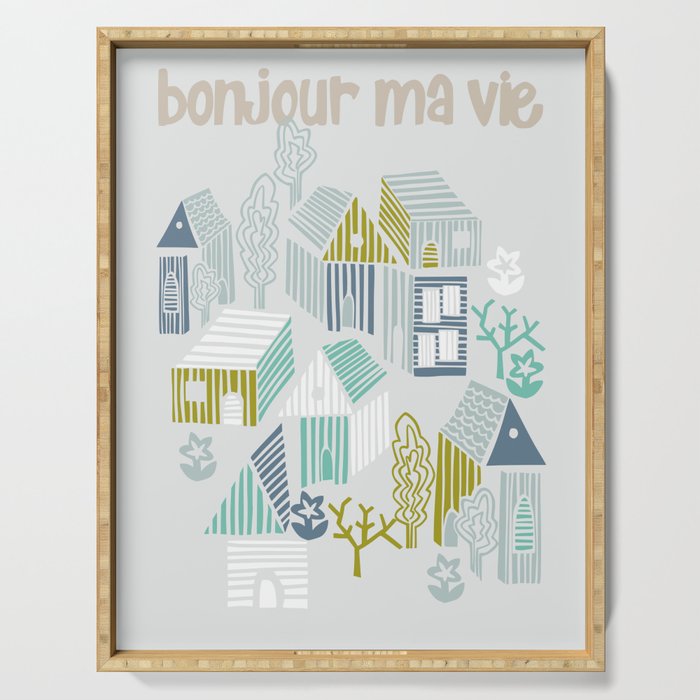 bonjour ma vie; City life collection, soft grey  Serving Tray Gallery Image 1