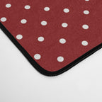 Large White Polka Dots On Dark Christmas Candy Apple Red Desk Mat Gallery Image 4