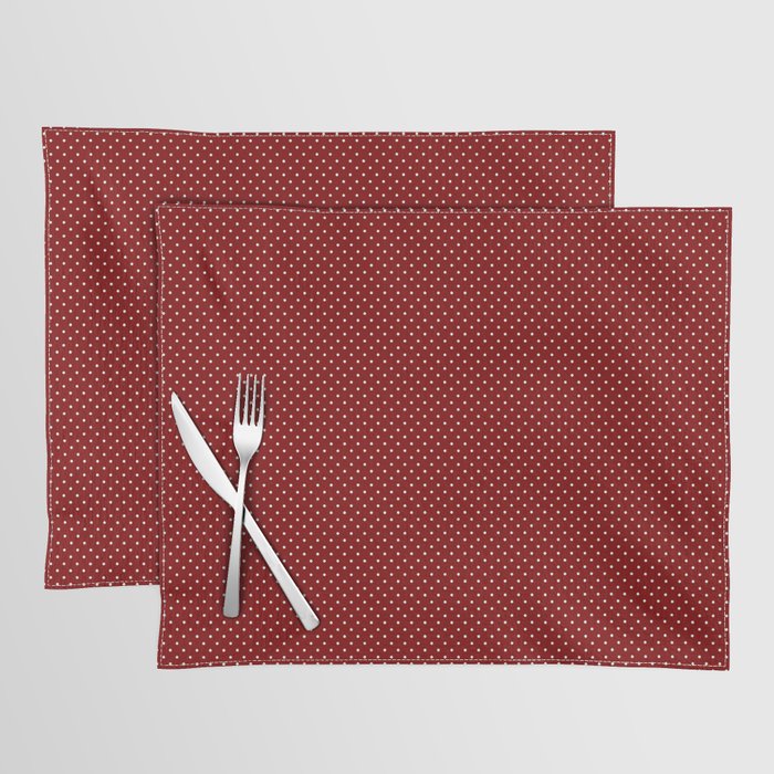 Large White Polka Dots On Dark Christmas Candy Apple Red Placemat Gallery Image 1
