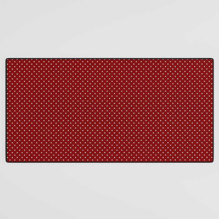 Large White Polka Dots On Dark Christmas Candy Apple Red Desk Mat Gallery Image 3