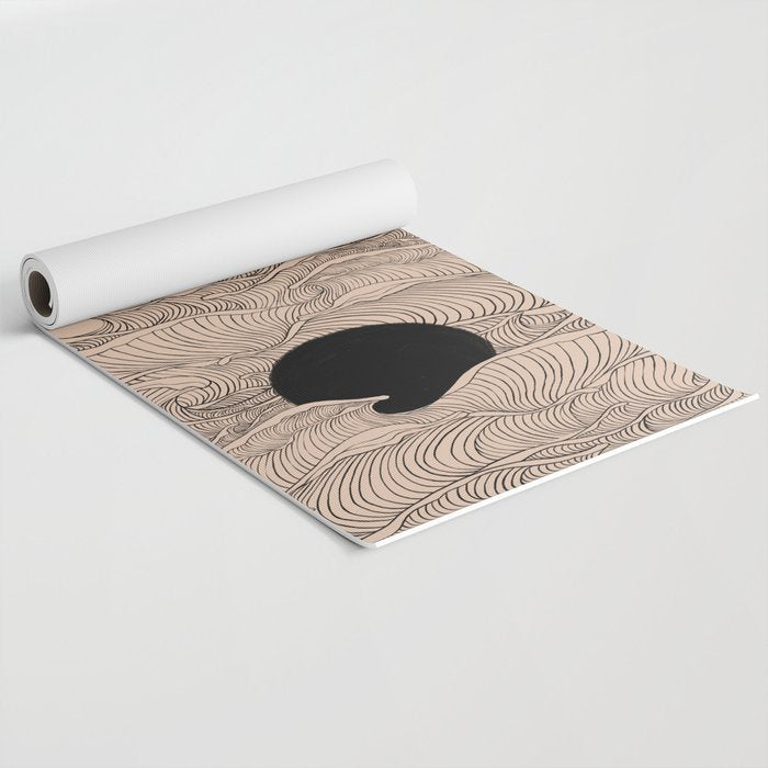 Abstract landscape yin yang moon & sun ocean wave  Yoga Mat Gallery Image 2
