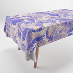 Blue and pink leafy jungle J Tablecloth Gallery Image 1