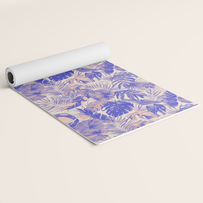 Blue and pink leafy jungle J Yoga Mat Gallery Image 2