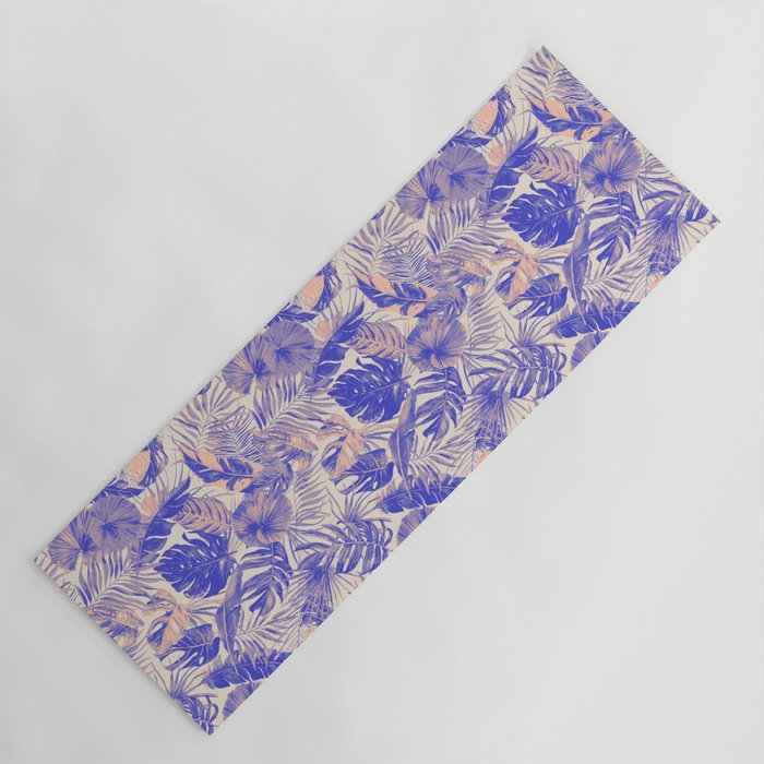 Blue and pink leafy jungle J Yoga Mat Gallery Image 1