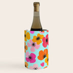 Midcentury Playful Botanical Bold Multicolor Retro Flowers Turquoise Wine Chiller Gallery Image 3