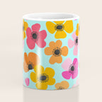 Midcentury Playful Botanical Bold Multicolor Retro Flowers Turquoise Coffee Mug Gallery Image 4