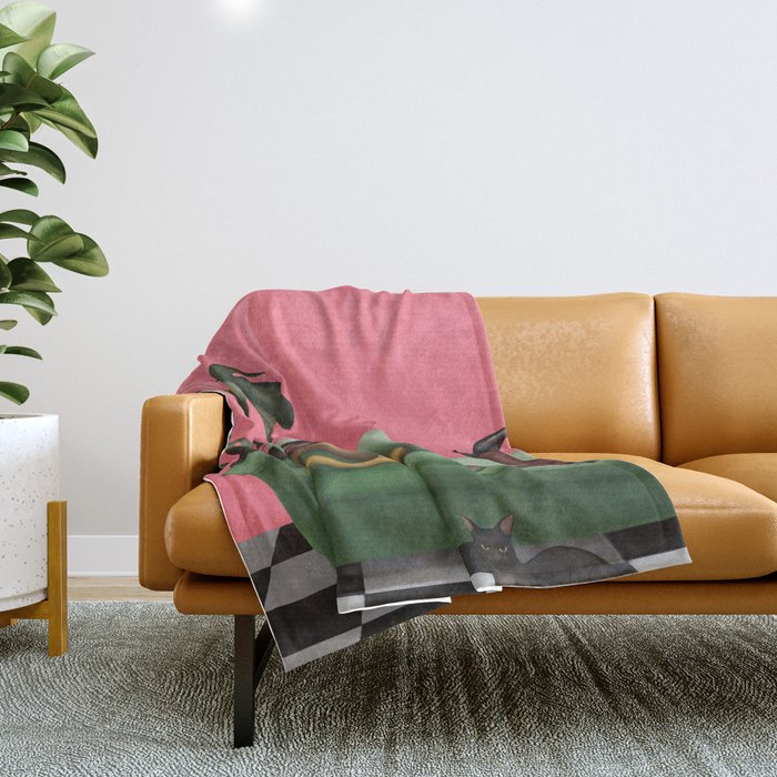 Martini and Monstera Throw Blanket Gallery Image 1