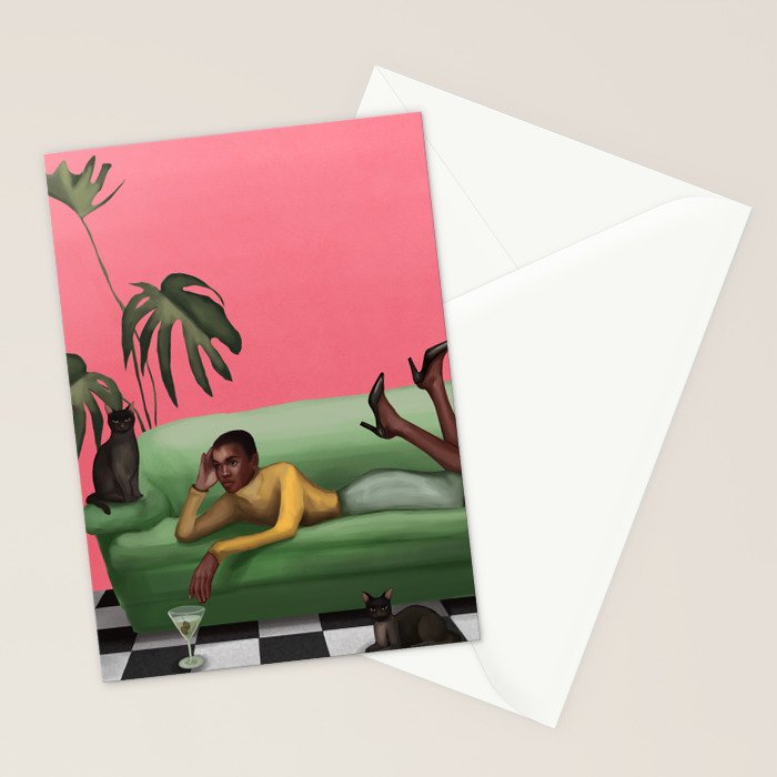 Martini and Monstera Stationery Card Gallery Image 2