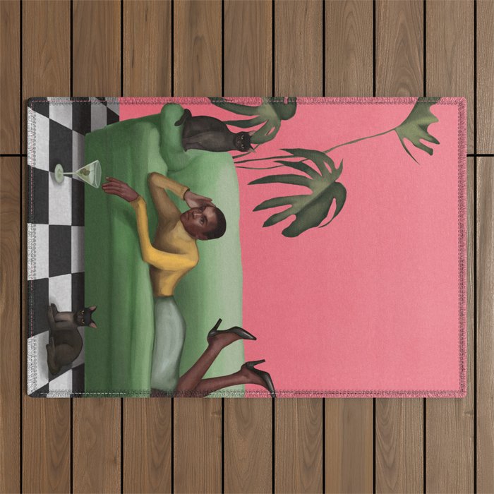 Martini and Monstera Outdoor Rug Gallery Image 1