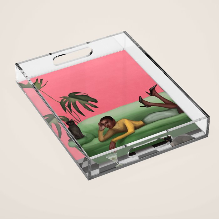 Martini and Monstera Acrylic Tray Gallery Image 1