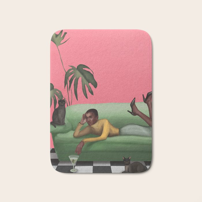 Martini and Monstera Bath Mat Gallery Image 1
