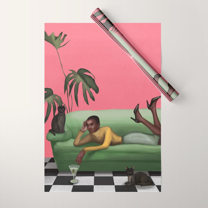 Martini and Monstera Wrapping Paper Gallery Image 1